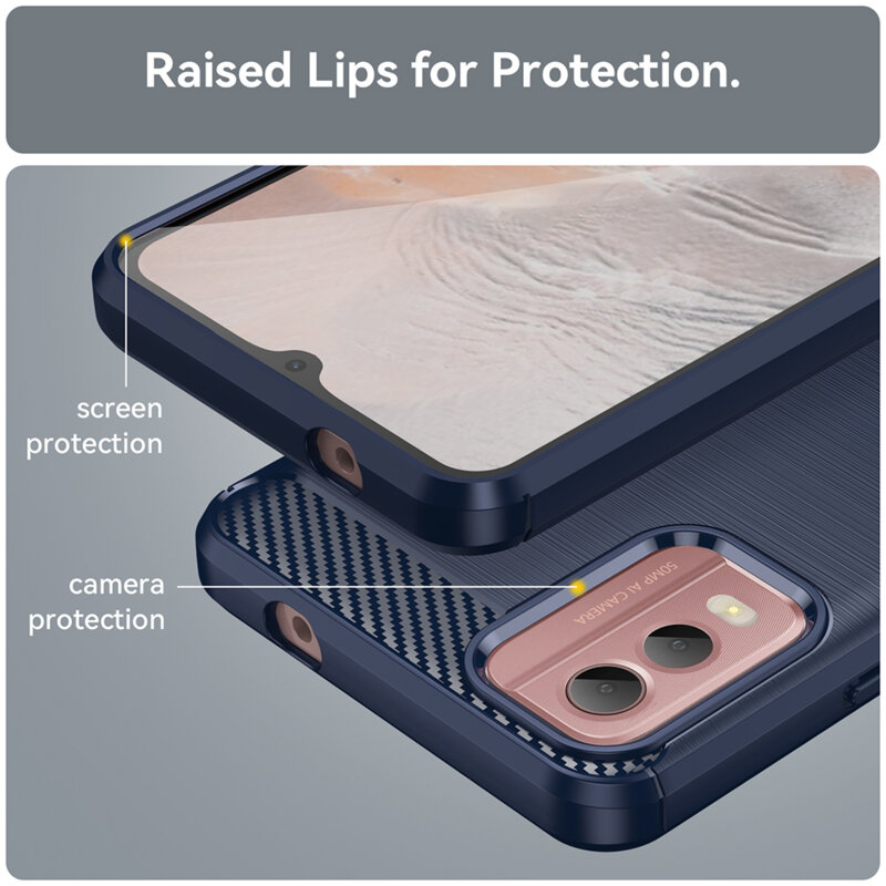 Husa Nokia C32 Techsuit Carbon Silicone, albastru