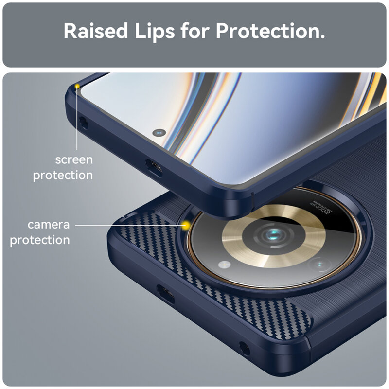 Husa Realme 11 Pro Techsuit Carbon Silicone, albastru