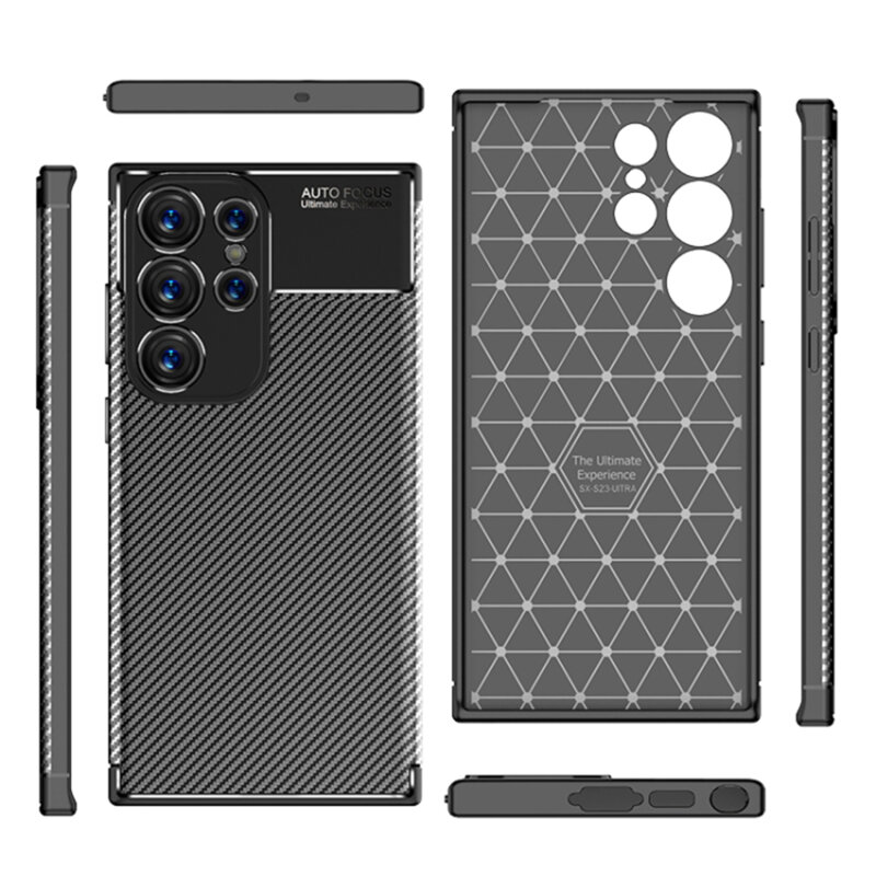 Husa Samsung Galaxy S23 Ultra Techsuit CarbonFiber, negru