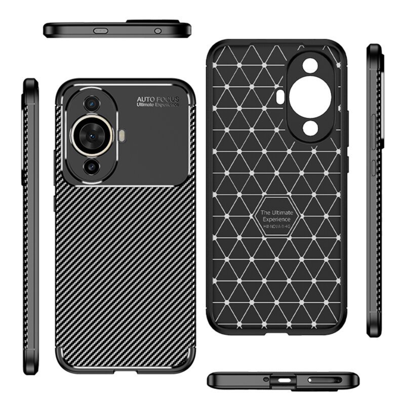 Husa Huawei nova 11 Techsuit CarbonFiber, negru
