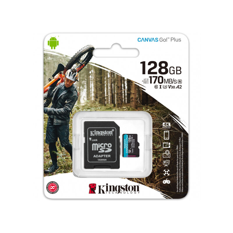 Card memorie 128GB Kingston Canvas Go Plus, adaptor, SDCG3/128GB