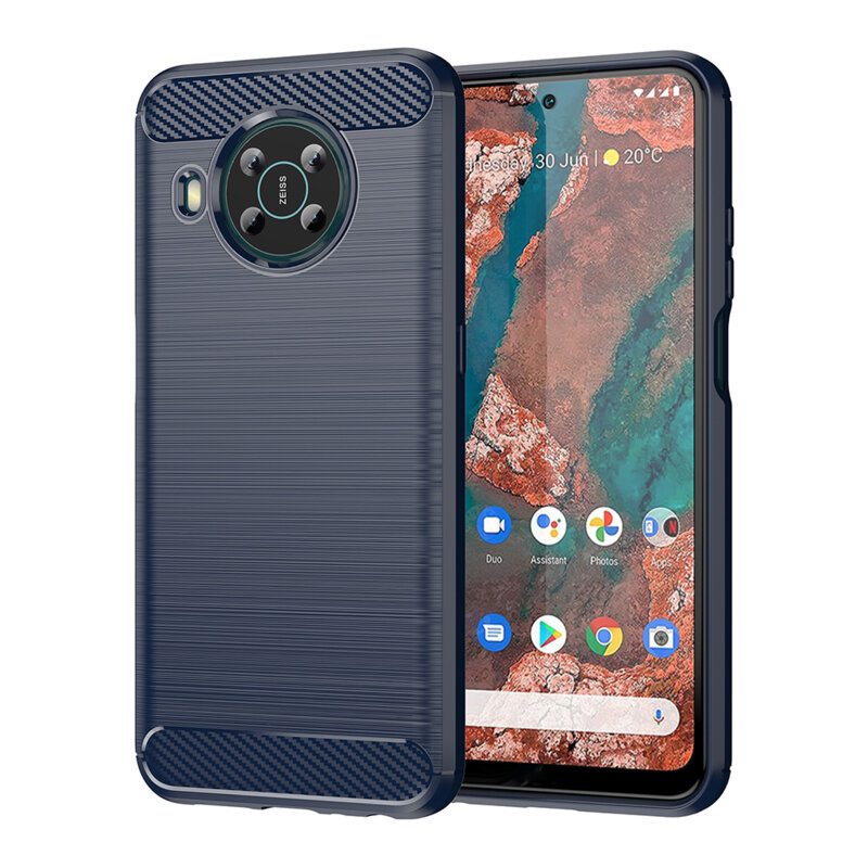 Husa Nokia X20 Techsuit Carbon Silicone, albastru