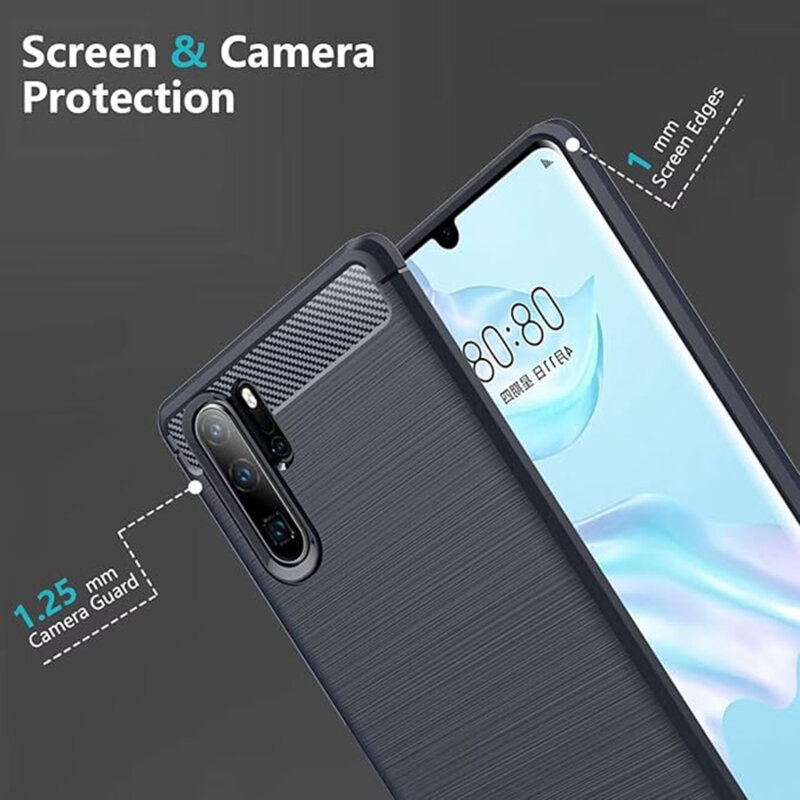 Husa Huawei P30 Pro Techsuit Carbon Silicone, albastru