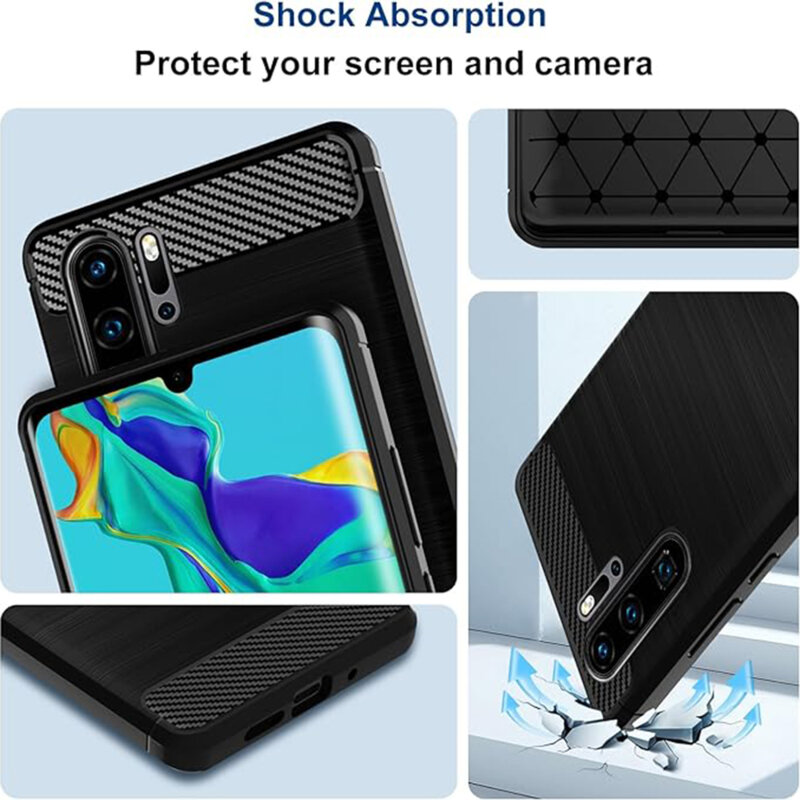Husa Huawei P30 Pro Techsuit Carbon Silicone, albastru