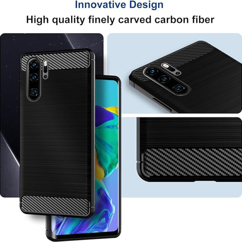 Husa Huawei P30 Pro Techsuit Carbon Silicone, albastru