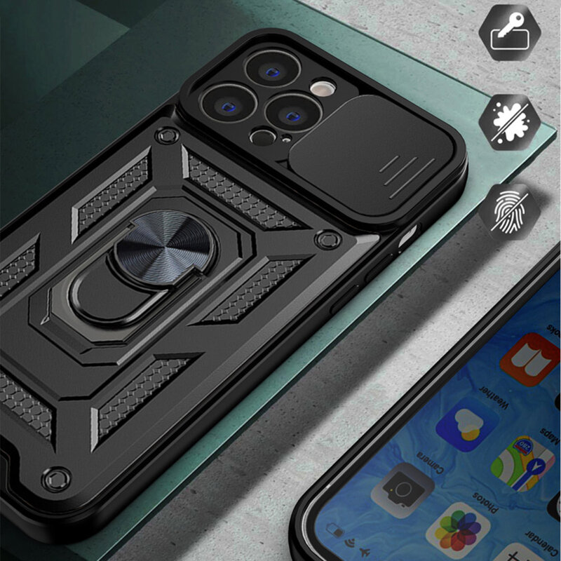 Husa iPhone 15 Pro protectie camera Techsuit CamShield Series, verde
