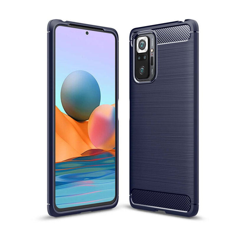 Husa Xiaomi Redmi Note 10 Pro Max Techsuit Carbon Silicone, albastru