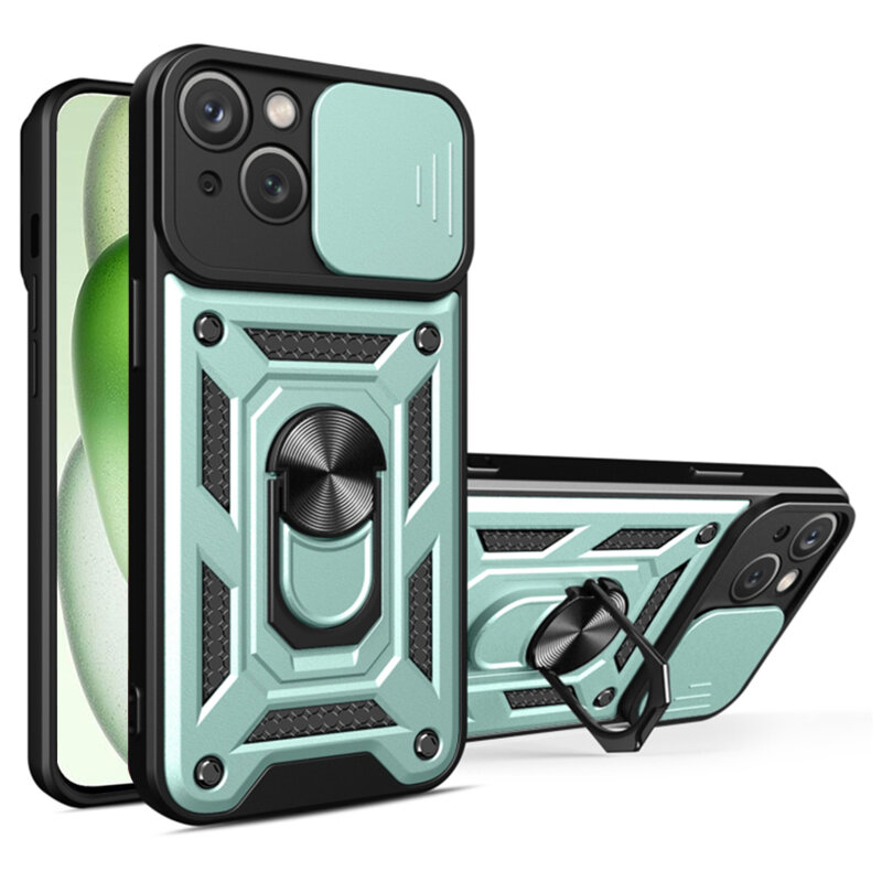 Husa iPhone 15 protectie camera Techsuit CamShield Series, verde