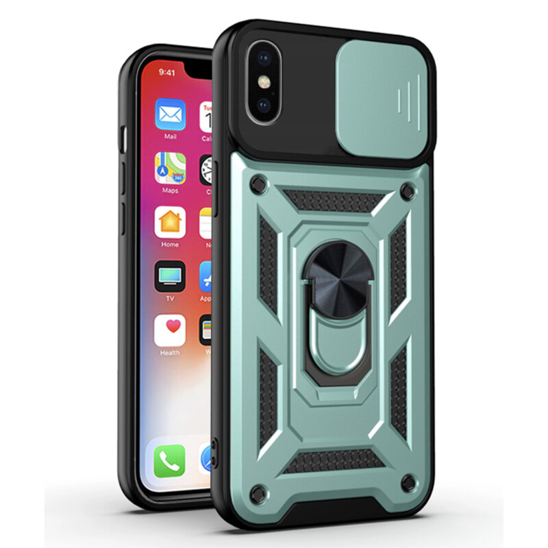 Husa iPhone X, iPhone 10 protectie camera Techsuit CamShield Series, verde