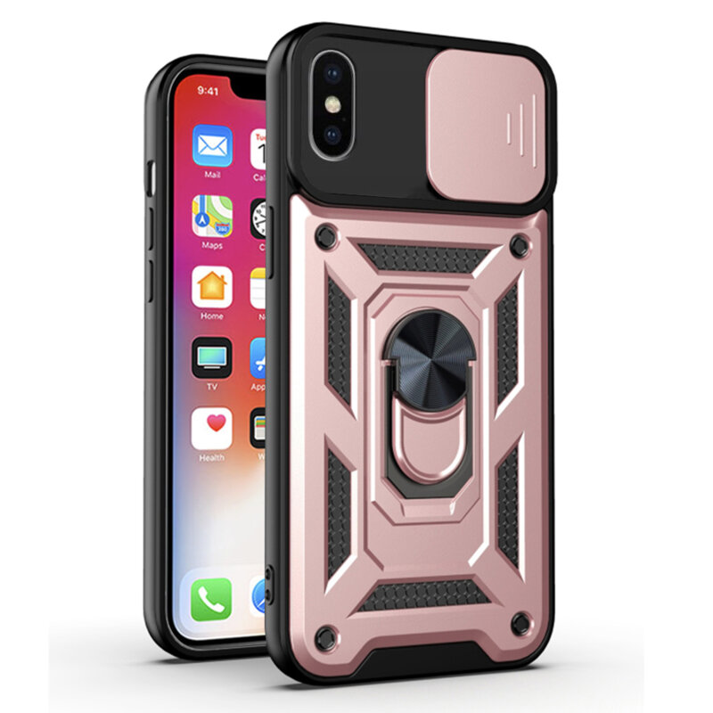 Husa iPhone X, iPhone 10 protectie camera Techsuit CamShield Series, roz