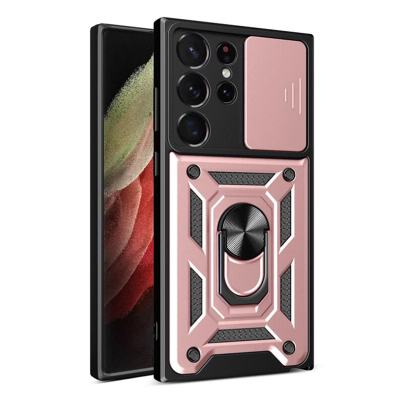 Husa Samsung Galaxy S22 Ultra 5G protectie camera Techsuit CamShield Series, roz