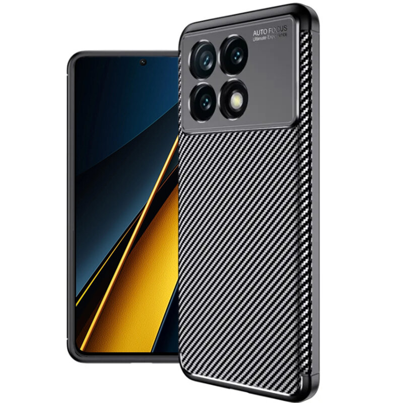 Husa Xiaomi Poco X6 Pro Techsuit CarbonFiber, negru