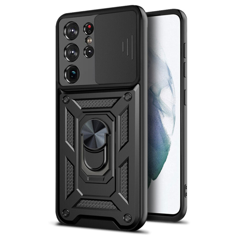 Husa Samsung Galaxy S21 Ultra 5G protectie camera Techsuit CamShield Series, negru