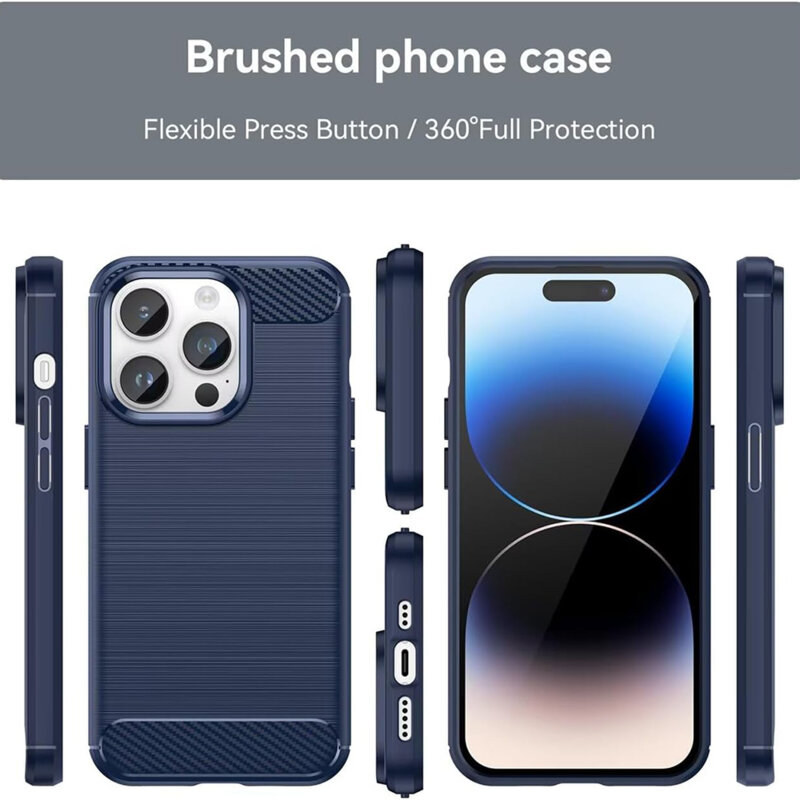 Husa iPhone 14 Pro Techsuit Carbon Silicone, albastru