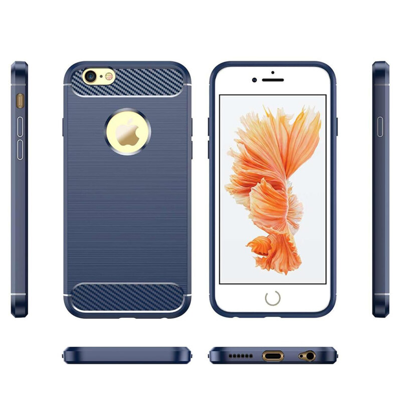 Husa iPhone 6 Plus / 6s Plus Techsuit Carbon Silicone, albastru