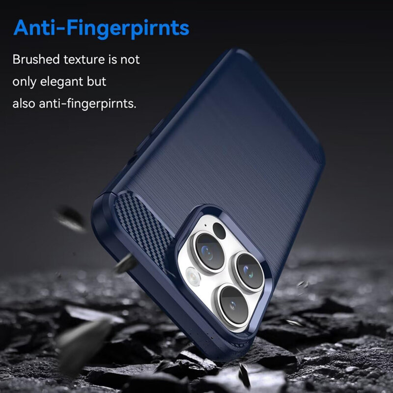 Husa iPhone 13 Pro Techsuit Carbon Silicone, albastru