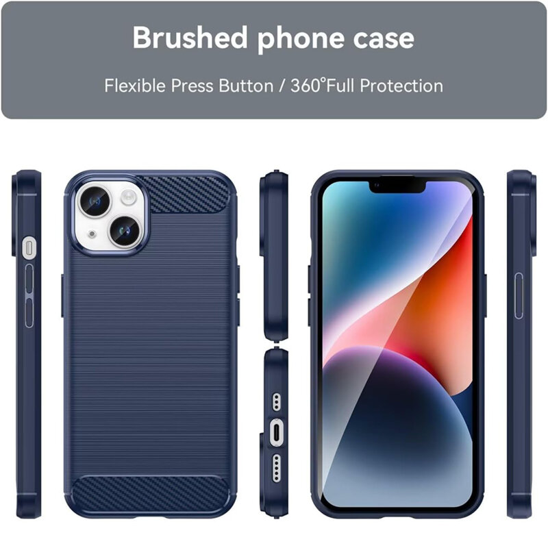 Husa iPhone 15 Techsuit Carbon Silicone, albastru