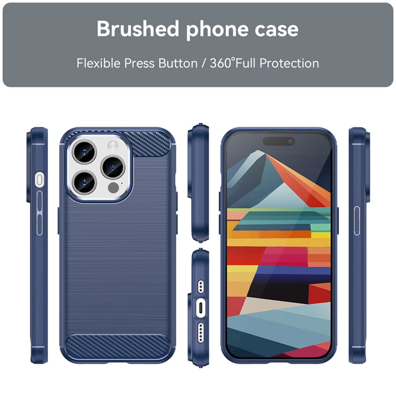 Husa iPhone 15 Pro Techsuit Carbon Silicone, albastru