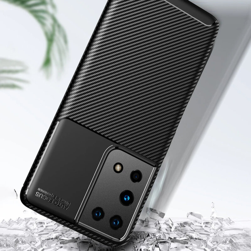 Husa Samsung Galaxy S21 Ultra 5G Techsuit CarbonFiber, negru