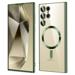 Husa premium Samsung Galaxy S24 Ultra Techsuit Luxury Crystal MagSafe, verde inchis