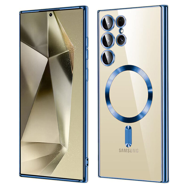 Husa premium Samsung Galaxy S24 Ultra Techsuit Luxury Crystal MagSafe, albastru