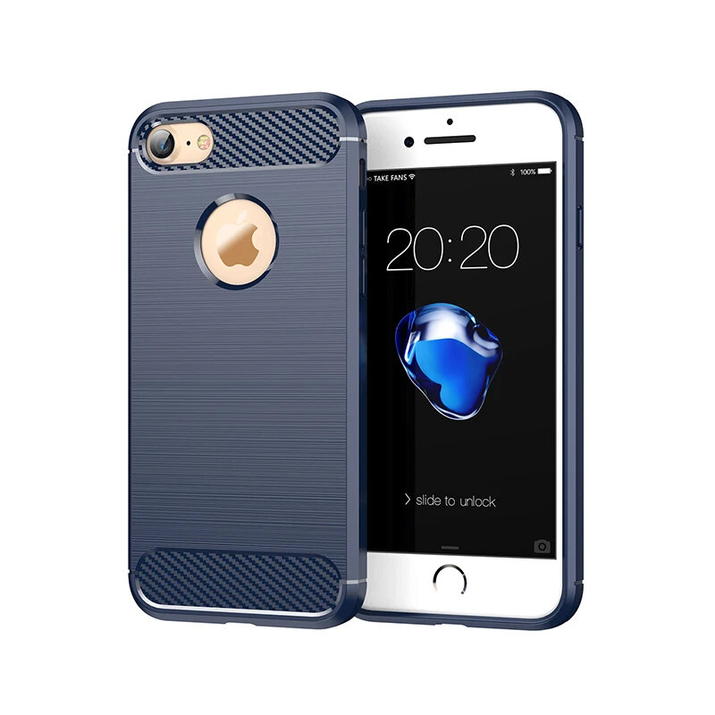 Husa iPhone 8 Techsuit Carbon Silicone, albastru