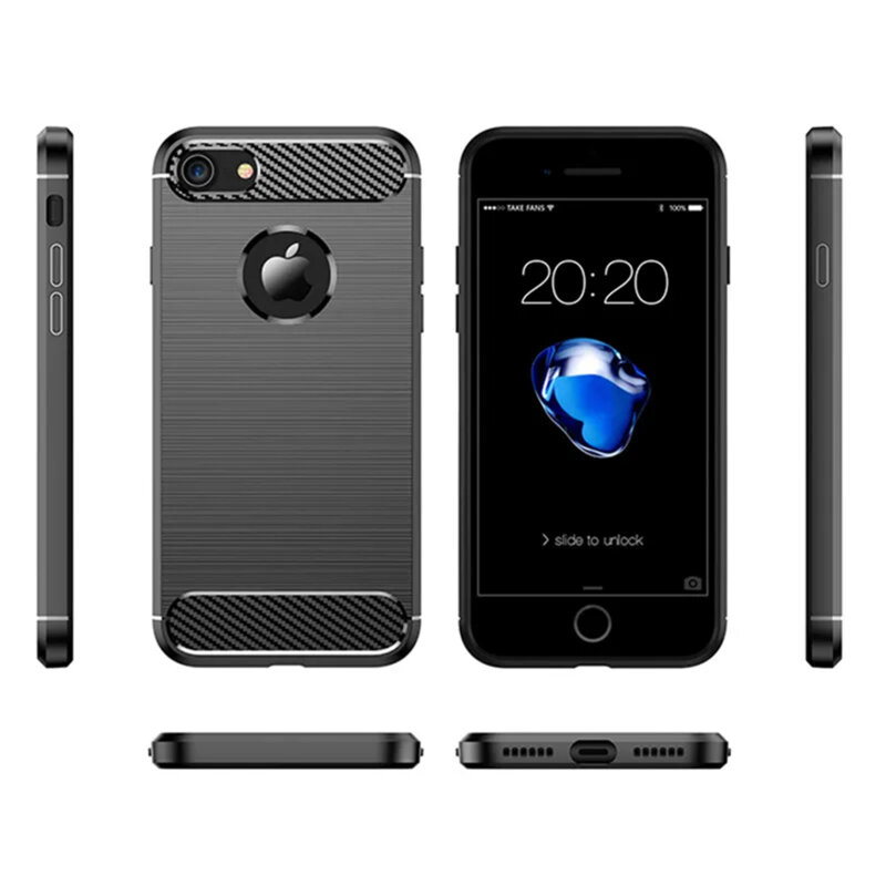 Husa iPhone 8 Techsuit Carbon Silicone, albastru