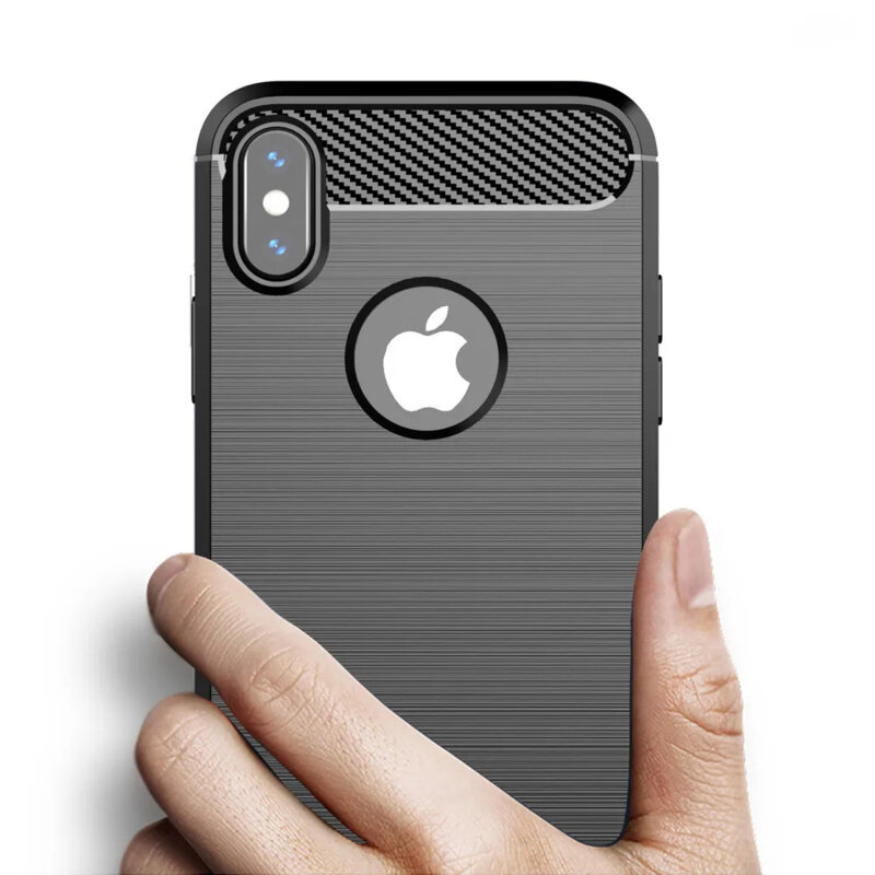 Husa iPhone XS Max Techsuit Carbon Silicone, albastru