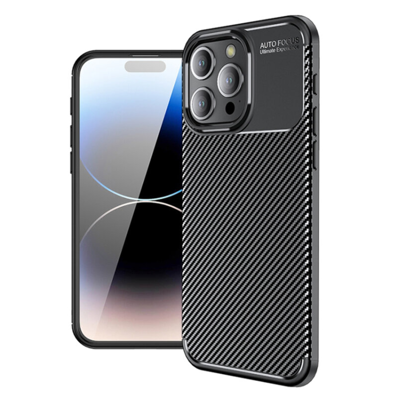 Husa iPhone 14 Pro Techsuit CarbonFiber, negru