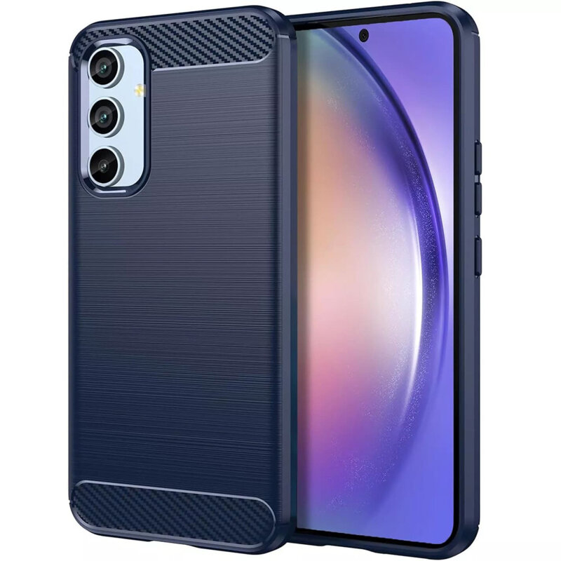 Husa Samsung Galaxy A54 Techsuit Carbon Silicone, albastru