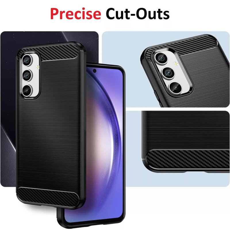 Husa Samsung Galaxy A54 Techsuit Carbon Silicone, albastru