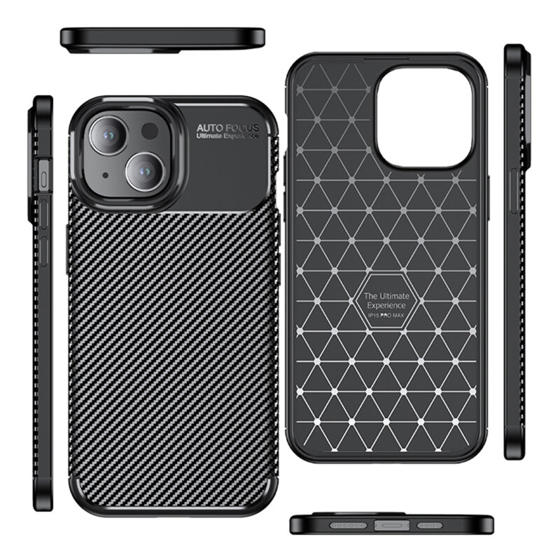 Husa iPhone 15 Techsuit CarbonFiber, negru