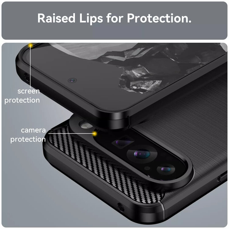 Husa Google Pixel 9 Pro XL Techsuit Carbon Silicone, albastru