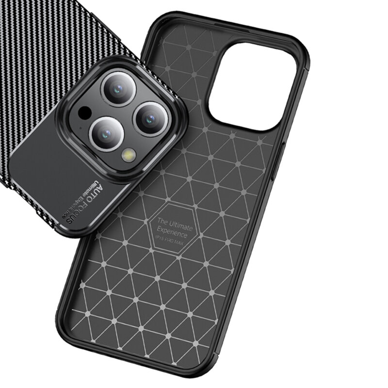 Husa iPhone 12 Pro Techsuit CarbonFiber, negru