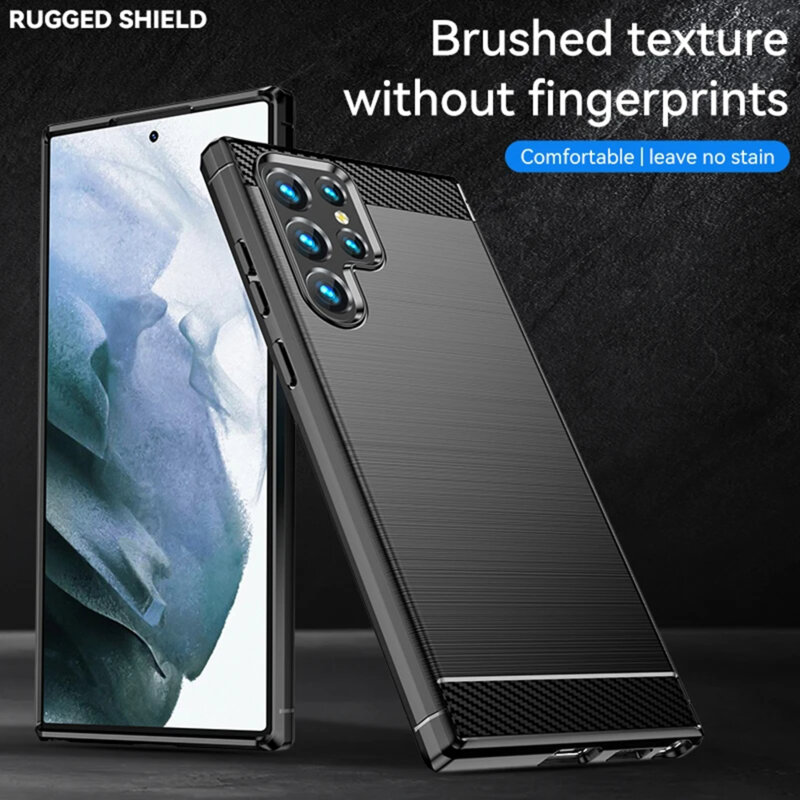 Husa Samsung Galaxy S22 Ultra 5G Techsuit Carbon Silicone, albastru