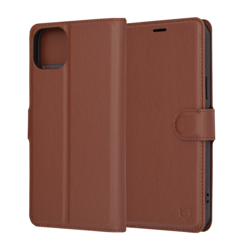 Husa iPhone 15 Plus Techsuit Leather Folio, maro
