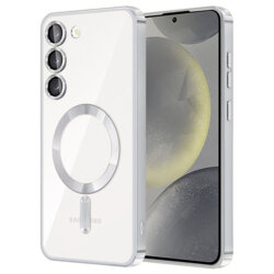 Husa premium Samsung Galaxy S23 Plus Techsuit Luxury Crystal MagSafe, argintiu