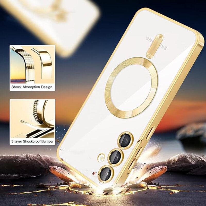 Husa premium Samsung Galaxy S23 Plus Techsuit Luxury Crystal MagSafe, argintiu
