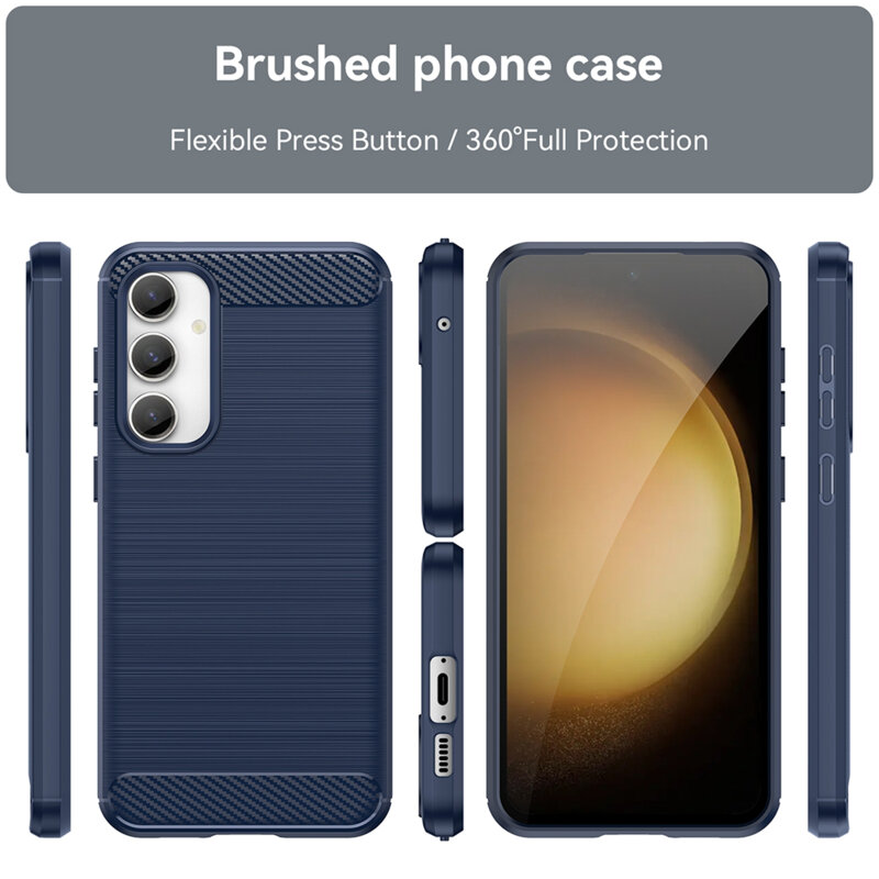 Husa Samsung Galaxy S23 FE Techsuit Carbon Silicone, albastru