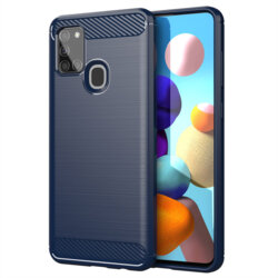 Husa Samsung Galaxy A21s Techsuit Carbon Silicone, albastru