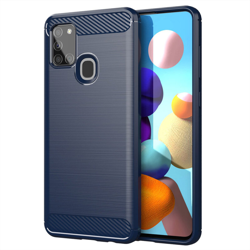 Husa Samsung Galaxy A21s Techsuit Carbon Silicone, albastru