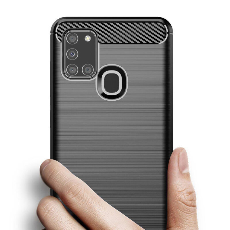Husa Samsung Galaxy A21s Techsuit Carbon Silicone, albastru