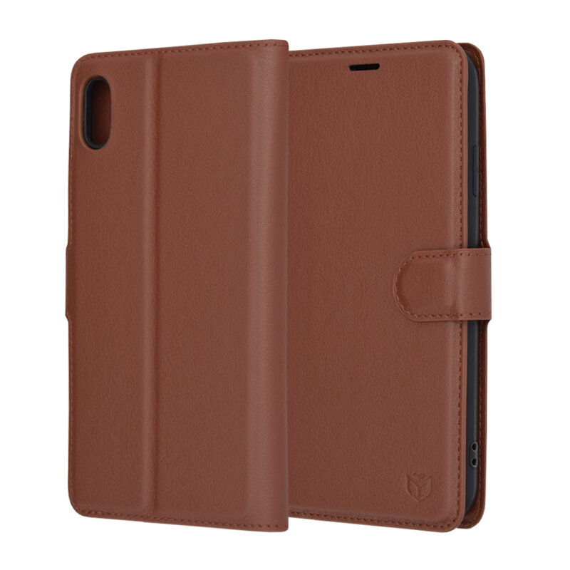 Husa iPhone XS Max Techsuit Leather Folio, maro