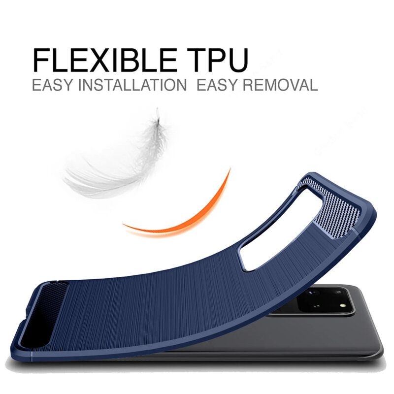 Husa Samsung Galaxy S20 Plus Techsuit Carbon Silicone, albastru