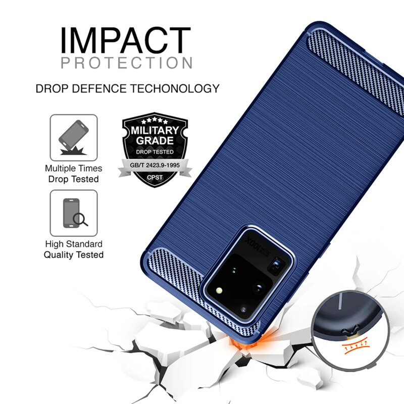 Husa Samsung Galaxy S20 Plus 5G Techsuit Carbon Silicone, albastru