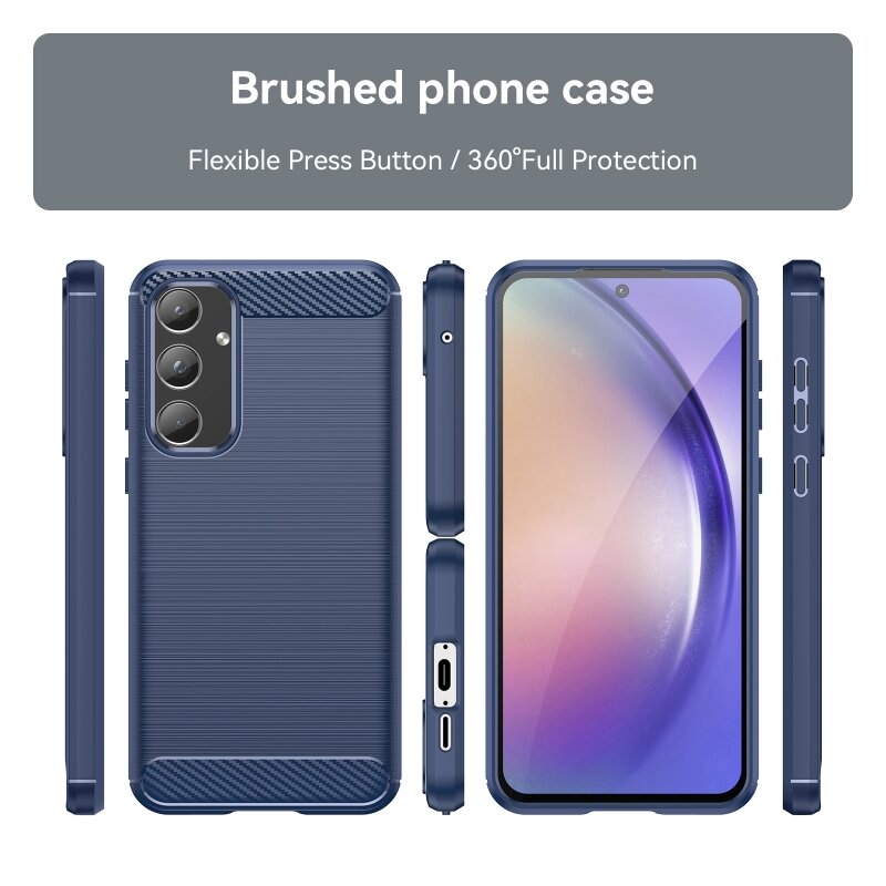 Husa Samsung Galaxy A55 5G Techsuit Carbon Silicone, albastru