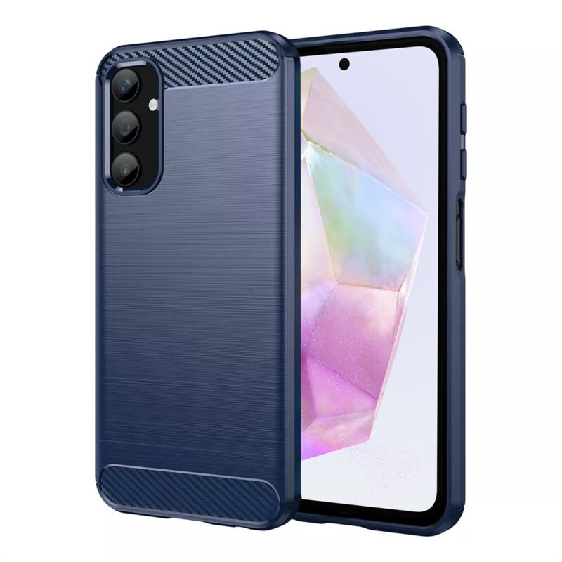 Husa Samsung Galaxy A35 5G Techsuit Carbon Silicone, albastru