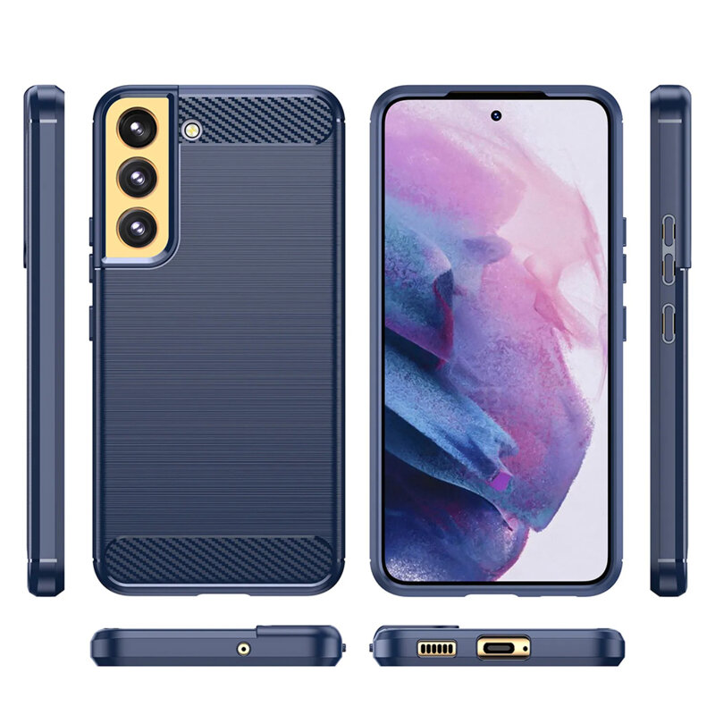 Husa Samsung Galaxy S22 Plus 5G Techsuit Carbon Silicone, albastru