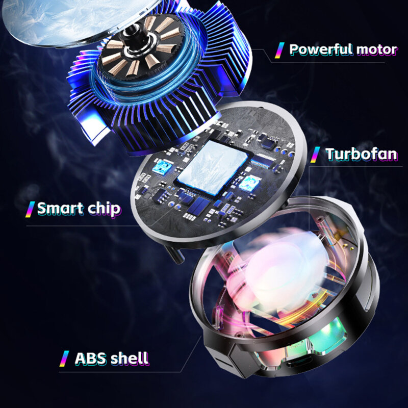 Cooler telefon magnetic Techsuit, cu lumini RGB, negru, P66