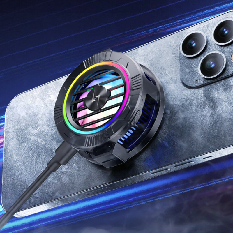 Cooler telefon magnetic Techsuit, cu lumini RGB, negru, P66